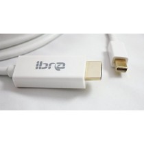 IBRA - 1m Full HD Câble Mini Displayport (miniDP) vers Displayport (DP) Full HD 1080p | avec audio |certifié | Contacts plaqués or 24K | PC Ordinateur & Apple MAC | Blanc